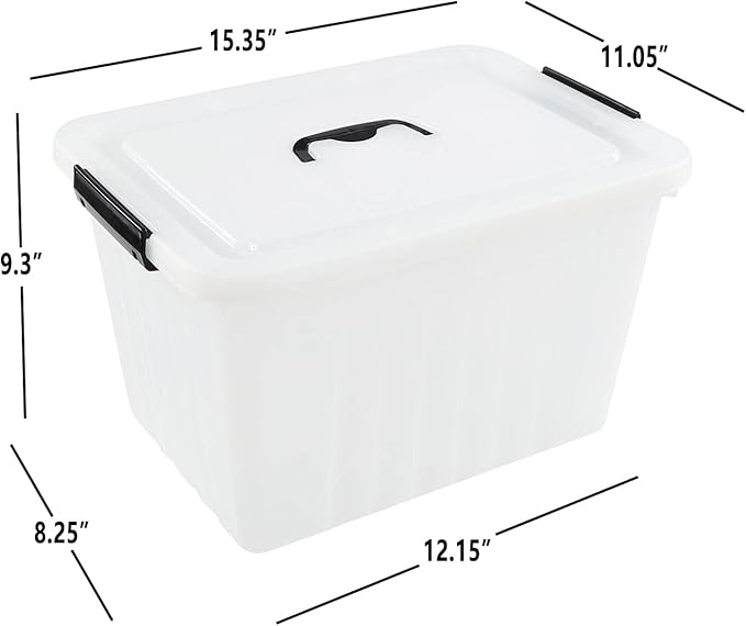 20 L Plastic Storage Bins with Latching Lids Stackable Storage Containers for Garage Closet Kitchen 4 Packs