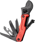 Multi-tool spanners adjustable spanners hammers knives steel files can openers hexagonal wrenches double-row saws for maintenance camping and Gifts (red)