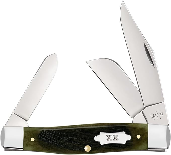 Case XX WR Pocket Knife Large Stockman Olive Green Bone Item #39232 (6375 SS) Length Close: 4 1/4 inches