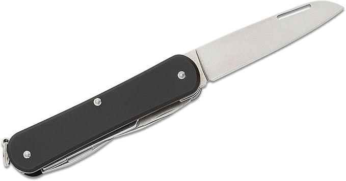 Fox Knives Vulpis FX-VP130-F4 Slipjoint Folding Knife 4-in-1 Multitool 2.17in Blade Bottle Opener Can Opener Flat Head Screwdriver Scissors - Compact Versatile Minimalist Pocket Knife (Black)