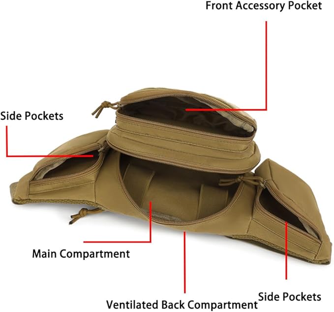 AIIHUA Tactical Fanny Pack for Concealed Carry EDC Waterproof Waist Pack with Laser-Cut MOLLE Panel Fits Full Size Pistols (Glock 17/Sig P320/M&ampP9) &amp Outdoor Gear Molle Tactical Waist Bag