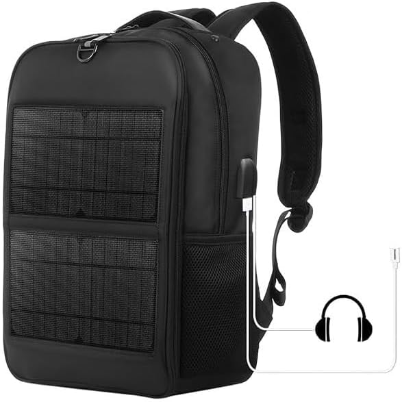 TOZLU 5V 14W Solar Panel Power Backpack Large capacity Laptop Bag with Handle USB Charging Port Nylon Outdoor Backpack for Hiking Biking Running Outdoors sport