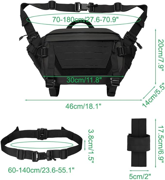 MiOYOOW Tactical Sling Backpack Outdoor Waist Bag Waterproof Crossbody Bag with Concealed Pocket for Hunting Fishing Hiking