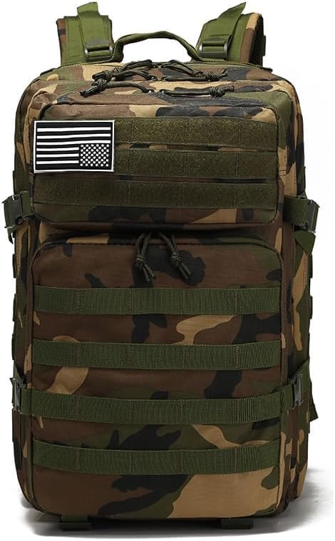 Men and Women 45L Outdoor Camouflage Backpack Capacity Hiking and Camping Bag Multi-functional Storage 3D Backpacks (Jungle Camouflage_2 45L)