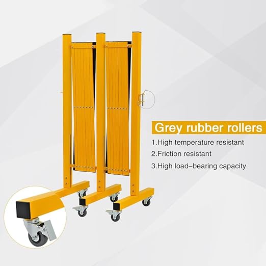 GYMTIME Metal Expandable Barricade Safety Barrier with Casters Retractable Traffic Fence Mobile Temporary Folding Security Gate for Outdoor Shopping Mall 23 Feet Yellow and Black