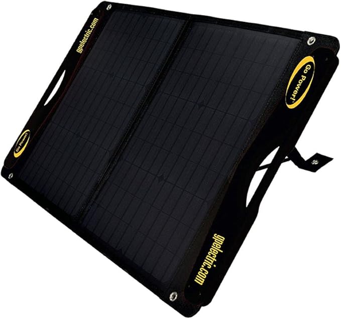 GoPower DuraLite 100-Watt Solar Panel with 30-Amp PWM Charge Controller Foldable High-Efficiency Monocrystalline Cells Expandable to 300-Watt Ideal for Camping RVs Campers ATVs Boats - Black