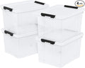 35 Quart Clear Latch Storage Box with Wheels 4-Pack Clear Plastic Storage Boxes with Lids