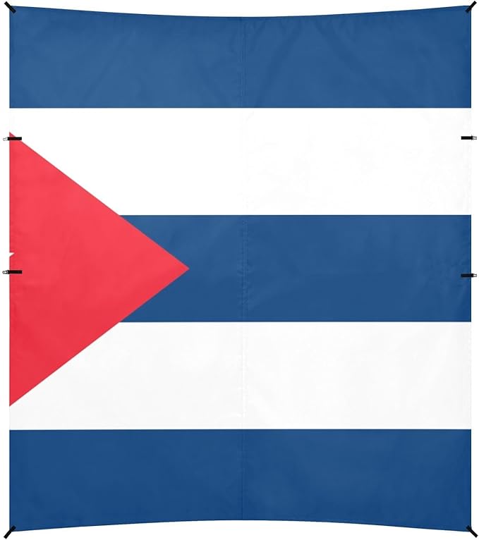 Cuba Flag Foldable Beach Canopy UPF50 Waterproof Large Portable Sun Shelter with Sand Shovel Sandbags for Family Trips Picnics &amp Camping