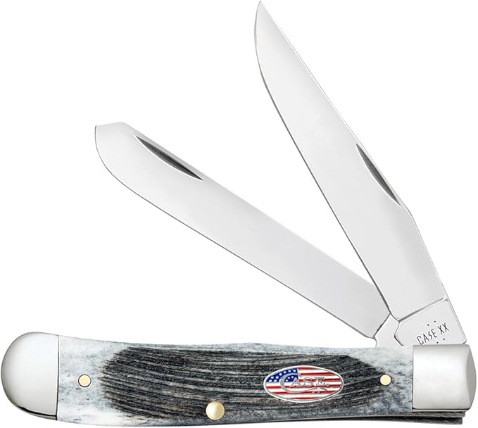 Case XX WR Pocket Knife Trapper Sawcut Gray Bone Stars &amp Stripes Item #53060 (6254 SS) Length Close: 4 1/8 inches