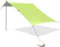xigua Grass Green Beach Tent Sun Shelter with Carrying Bag - Silver Coated Oxford Fabric Beach Canopy for Beach Camping Fishing - Includes Windproof Ropes Sandbags &amp Stakes