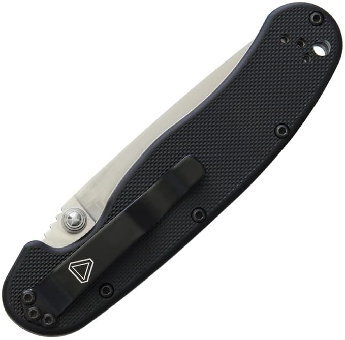 Ontario Knife Company Rat 2 Satin D2 Tool Steel Drop-Point Blade Folding Pocket Knife Black Handle Liner Lock Knife Everyday Carry Knife – ON8828