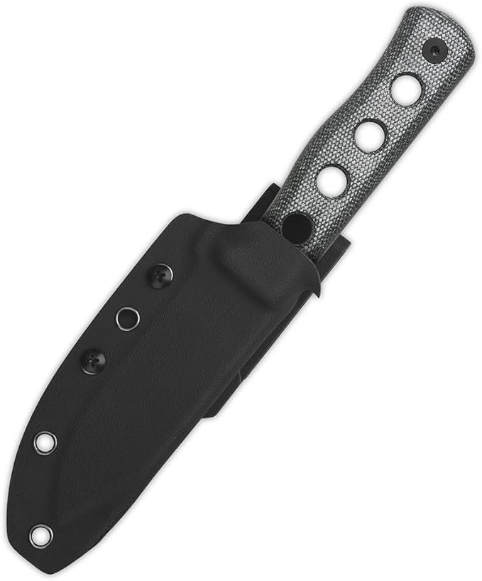 QSP Canary Fixed Blade Knife 4.25 DC53 Black Stonewash Blade Hunting Knives with Kydex Sheath Black Micarta Handle EDC Knife for Camping Outdoor Hiking Survival