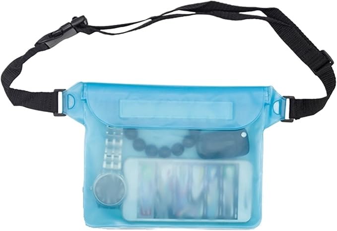 Waterproof Dry Bag 3 Layers High Waterproof Sealing Swimming Bag Large Size Transparent Underwater Dry Protection Bag for Mobile Phone for SwimmingBoating(Sky Blue)