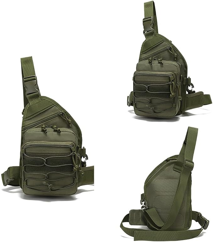 Tactical Shoulder Sling Bag Outdoor Military Small Crossbody Chest Pack Sling Daypack for Men Traveling Trekking Camping Fishing (Military Green)