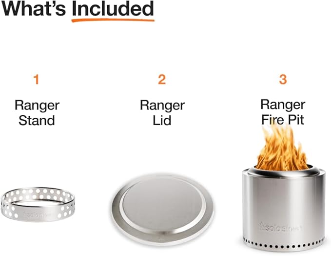 Solo Stove Ranger Essential Bundle | Ideal for 2–4 People | Smokeless Wood Burning Fire Pit with Stand Lid &amp Ash Pan | Portable Outdoor Camping Stove Stainless Steel 15.25 H x 15 D