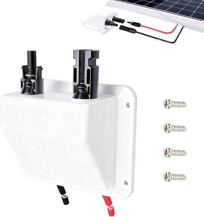 Solar Cable Entry Gland1Ft/30cm 10AWG Soft Solar Extension Cable and Connector UV Resistance Dual Cable Entry Gland Housing on Rv Boat Camper (1Ft White)