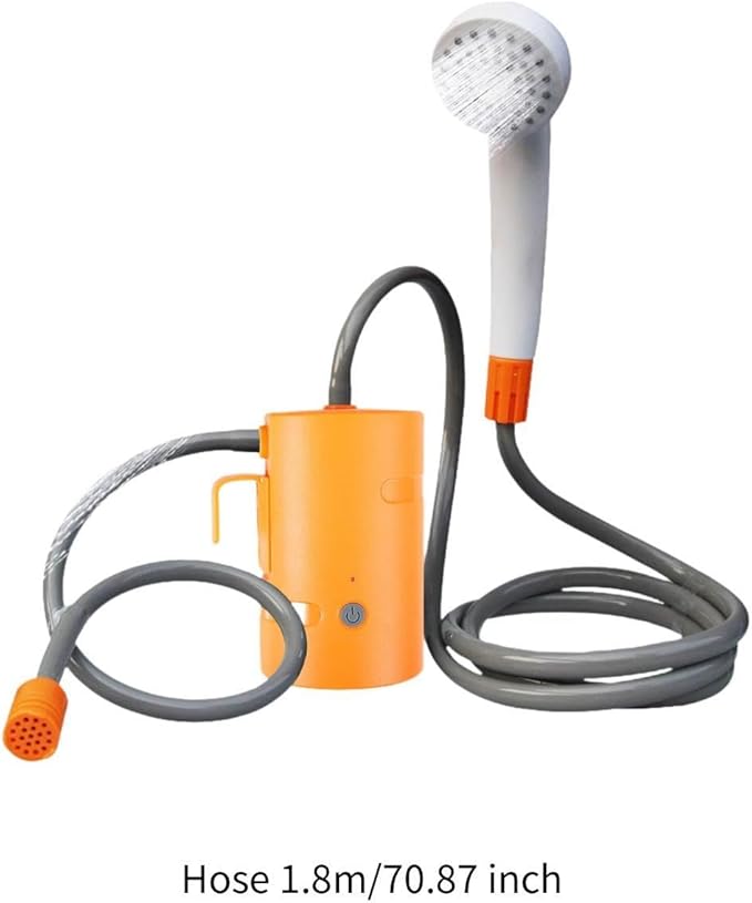 Portable Outdoor Shower System for Travel and Adventure Orange with Remote