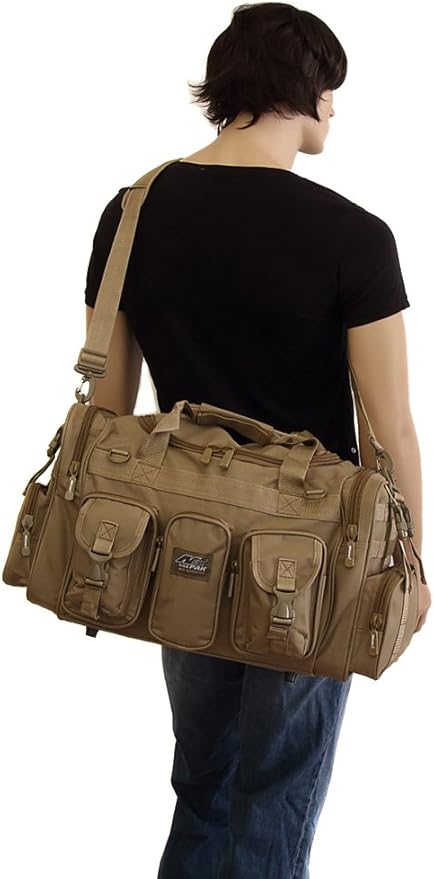 Mens Large 22 Inch Tan Duffel Duffle Military Molle Tactical Gear Shoulder Strap Travel Bag