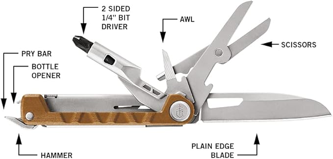 Gerber Gear Armbar Drive EDC Multitool 8-in-1 Pocket Knife with Pocket Screwdriver 2.5 Blade Orange