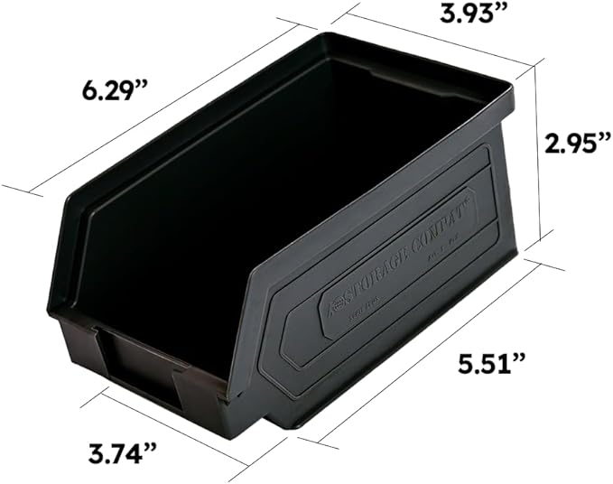 24 Pack Plastic Storage Bins Hanging Stackable Storage Organizer Bin for Warehouses Workshops 7-Inch x 4-Inch x 3-Inch Black