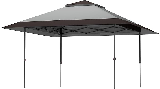 13x13 Pop Up Canopy Tent with UV50+ Blocking Adjustable Height Heavy Duty Material Wheeled Carry Pack 4 Sand Bags Green Shade
