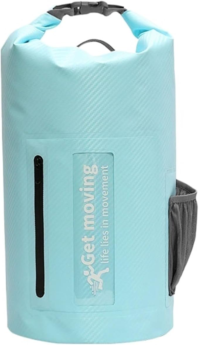 Waterproof Dry Bag 10L/20L Carbon Fiber Waterproof Dry Bag Hand-Held Bucket Bag Waterproof Bag Beach Drifting Swimming Bag Outdoor Backpack for SwimmingBoating(Light Blue-10L)