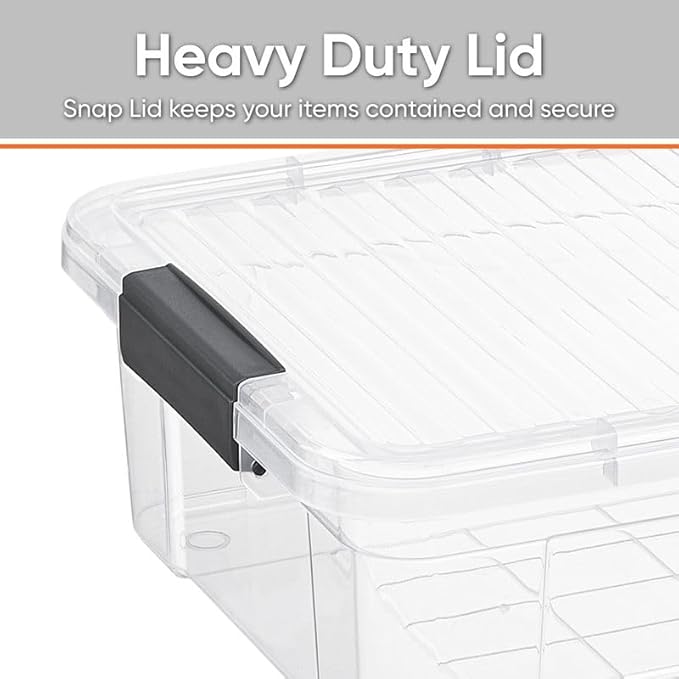 Superio Clear Storage Boxes with Lid 3 Pack Plastic Container Bins for Organizing Stackable Crates BPA Free Non Toxic Odor Free Organizers for Home Office School and Dorm (22.7 36 and 49 Qt)