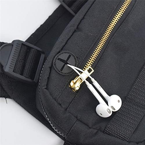 Outdoor Chest Rig Bag For Men Tactical EDC Chest PackBuilt-In Headphone hole Lightweight Utility Chest Rig Pouch For Running Cycling Workouts Hiking(Black)