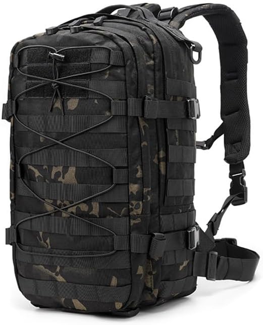 Outdoor Sports Pack Hiking Bag Tactical Rucksack Camo Knapsack Combat Tactical Molle Backpack - Black CP