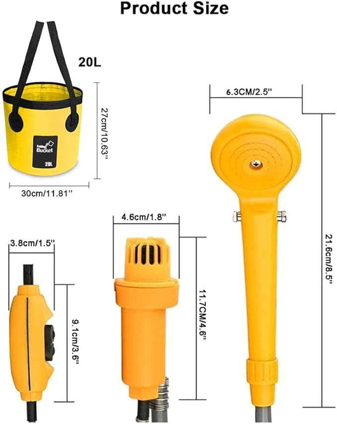 Portable Outdoor Camping Shower Kit Travel Shower Outdoor Portable Shower 1.8m Hose Water Pump for Outdoor Travel Bike Car Washing Pet Cleaning Plants Watering