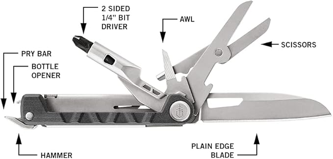 Gerber Gear Armbar Drive 8-in-1 Pocket Knife EDC Multitool with Screwdriver 2.5 Blade Onyx