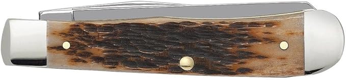 Case XX WR Pocket Knife Amber Jigged Bone Trapper Item #164 - (6254 SS) - Length Closed: 4 1/8 Inches