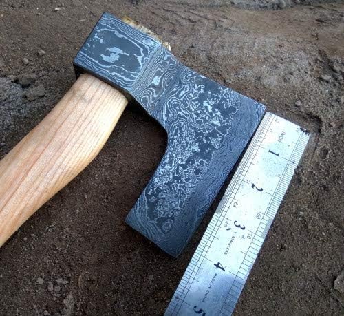 Axe Damascus Steel 11 Olive Wood Handle Mini Axe/Hand Forged Woodsman Axe