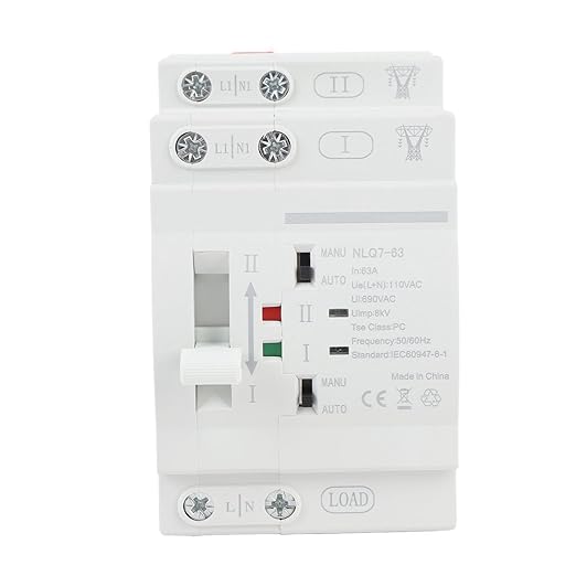 ATS Power Automatic Transfer Switch 32A Construction Easy Installation for Home and Office Applications (110VAC)