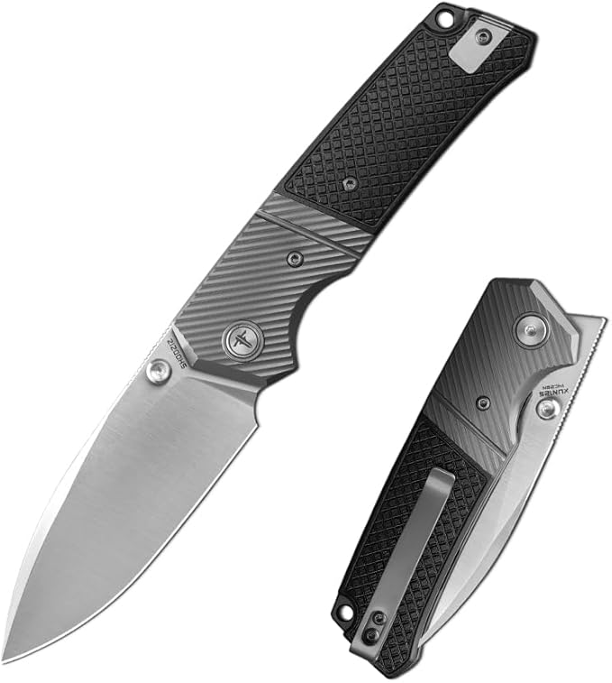XUN125-BGS 3.27 Folding Pocket Knife for Man 14C28N Steel Satin Blade with Reversible Clip for EDC &amp Outdoor Camping