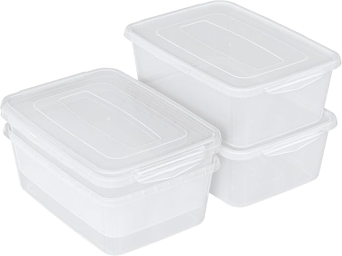 Sandmovie 14 Quart Latch Containers with Lid Clear Latching Box 4 Packs