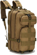 Military Tactical Backpack Outdoor Travel 20-35L Waterproof Oxford Army Breathable Daypack Bag for Hiking Sports (Brown 20-35L)