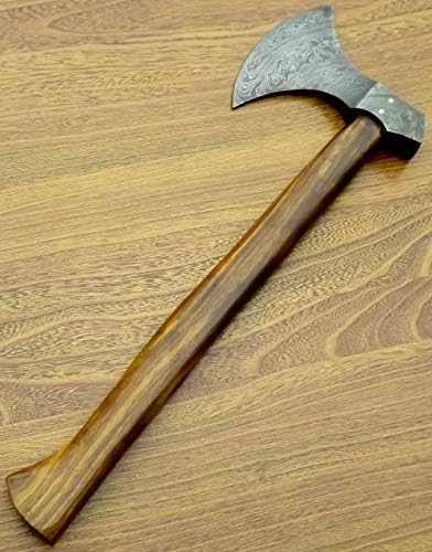 Axe Damascus Steel 18 Rose Wood Handle Axe/Hand Forged Woodsman Axe