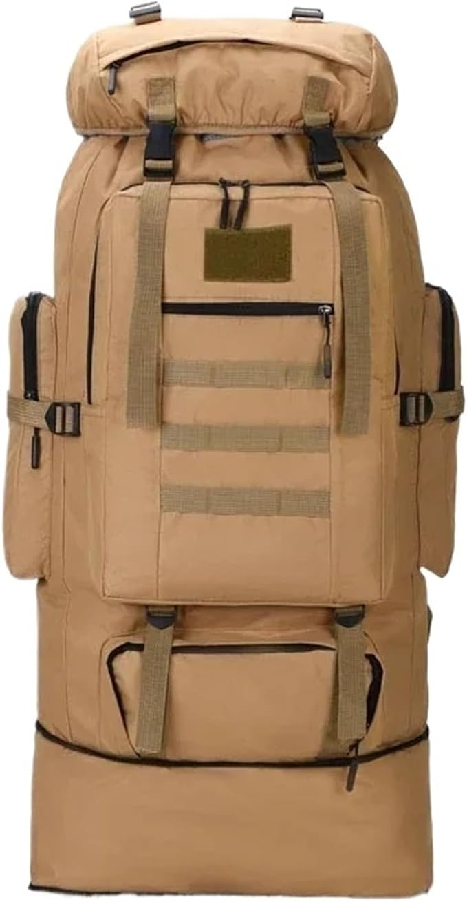 80L/100L Mountaineering Tactical Backpacks Outdoors Hiking climbing Camping Travel Bags(Khaki (100L))