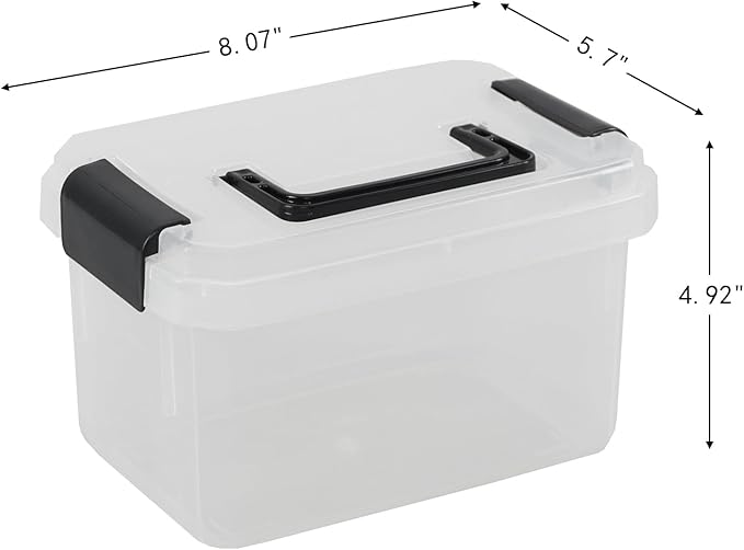 3 L Plastic Storage Bins with Lid 6-Pack Clear Latch Storage Box with Black Handle