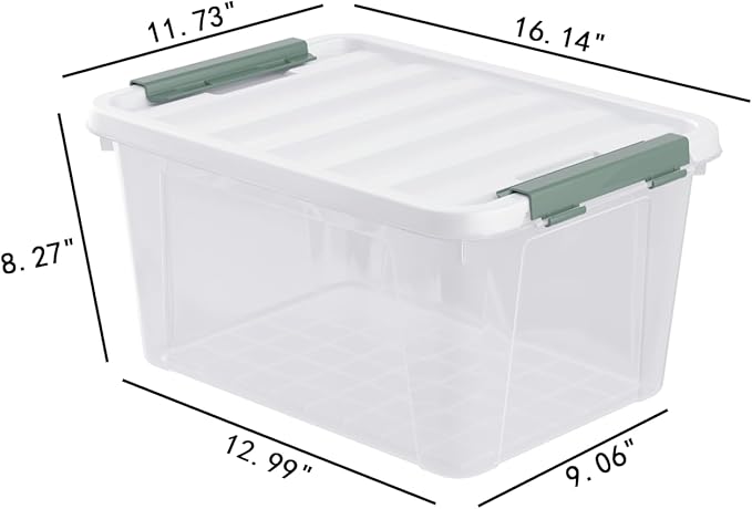20 Quart Clear Plastic Latching Box with Handle Plastic Containers with Lids 6-Pack