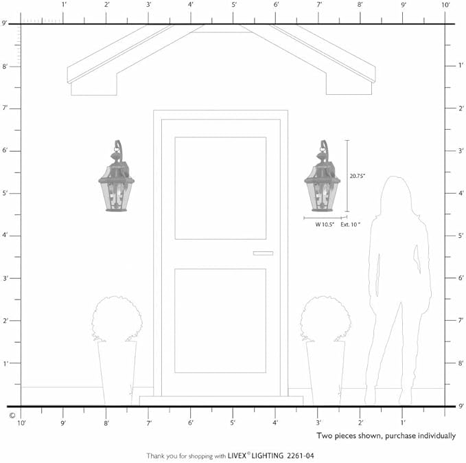 Livex Lighting 2261-91 Georgetown 2 Light Outdoor Wall Lantern Brushed Nickel