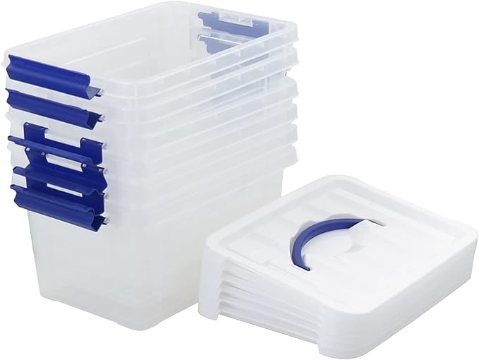 7 Quart Plastic Storage Boxes 6 Pack Clear Storage Bins with Lids