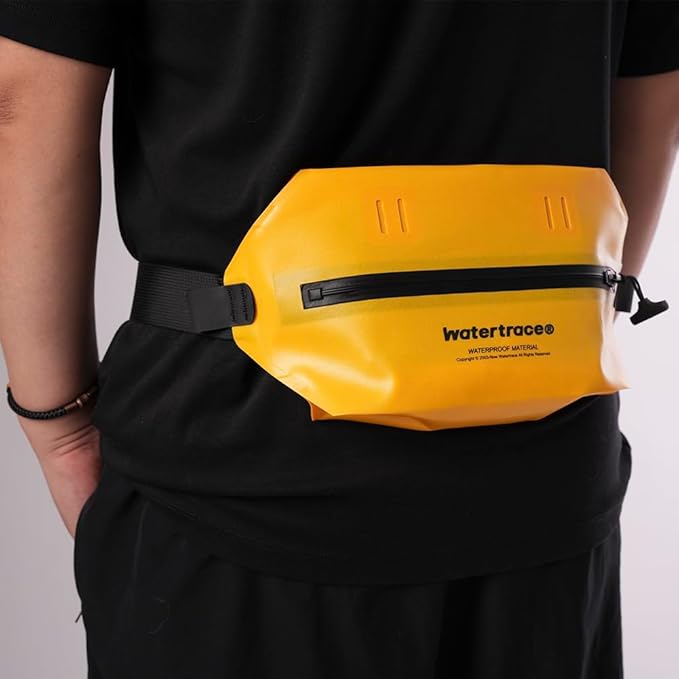 Waterproof Fanny Pack Black Yellow Crossbody Waist Bag for Kayaking Rafting Swimming Surfing Paddle Board Boating (Yellow)