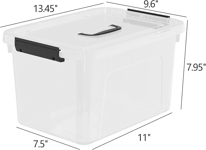 4 Packs 10 QT Plastic Storage Bins with Lids Stackable Storage Containers for Organizing Clear Storage Box for Garage Closet Kitchen