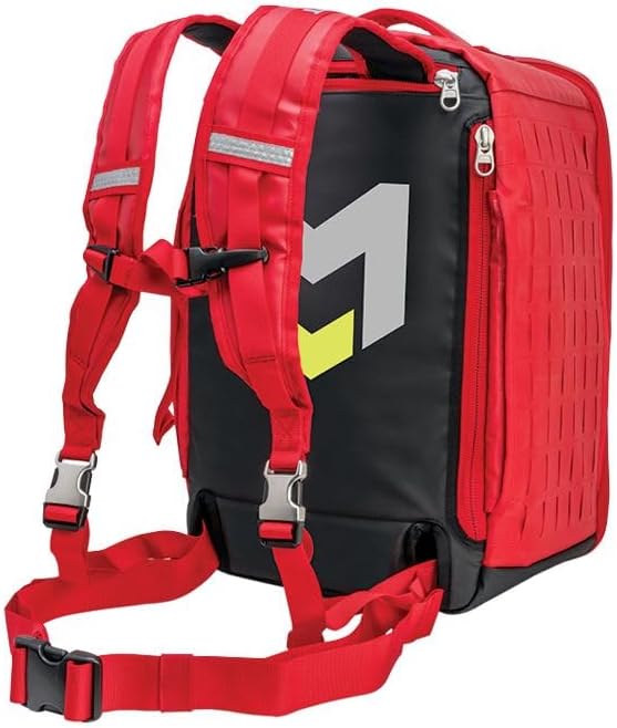 MERET V.E.R.S.A.™ PRO X EMS Backpack (Red) – Modular ALS BLS Trauma Bag with Durable Material Laser Cut MOLLE Padded Harness System