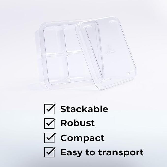 Klaris 2 Cube Storage Containers (5 pk) - Craft Ice Storage with Lids | Stackable Compact and Robust for Freezer | Keeps Ice Fresh &amp Clear | Compatible with any 2 Cubes &amp Spheres