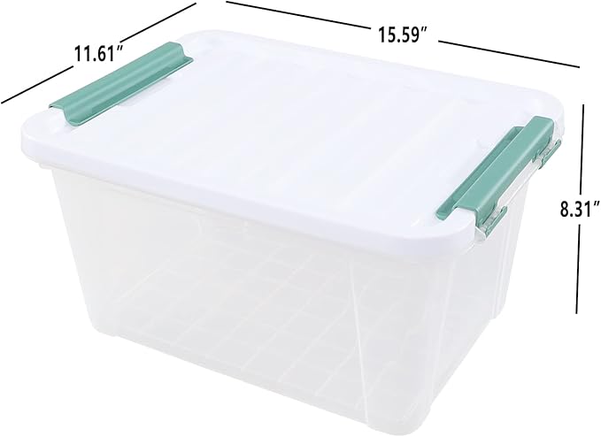 6 Packs 20 L Latching Plastic Storage Box Clear Stackable Storage Container Bins with Lids