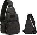 Tactical Sling Bag Outdoor MOLLE Everyday Carry Pack Chest Shoulder Backpack Side Mesh Pocket &amp Hook Loop Panel(Black)