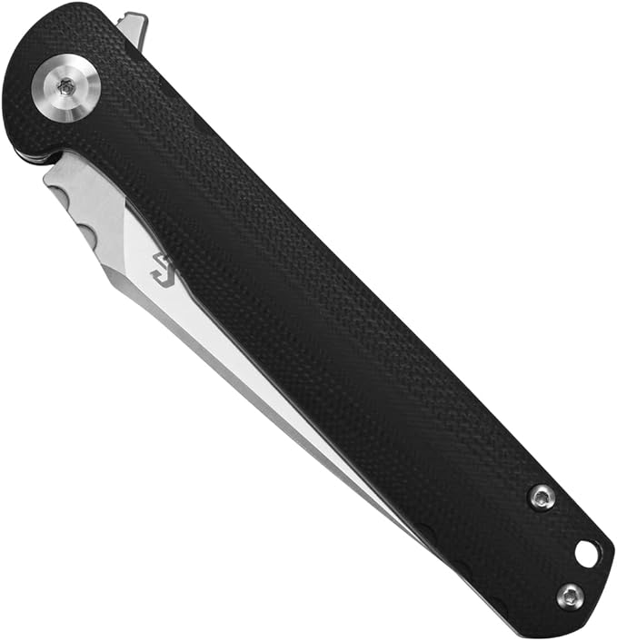 Sitivien ST101 Folding Knife D2 Steel Blade+G10 Handle Tool Knife EDC Pocket Knife for Outdoor Camping Hunting Survival (Black)